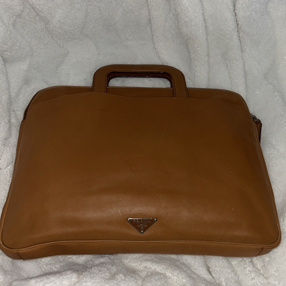 Prada Tan Leather Briefcase
